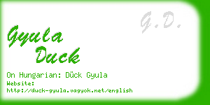 gyula duck business card